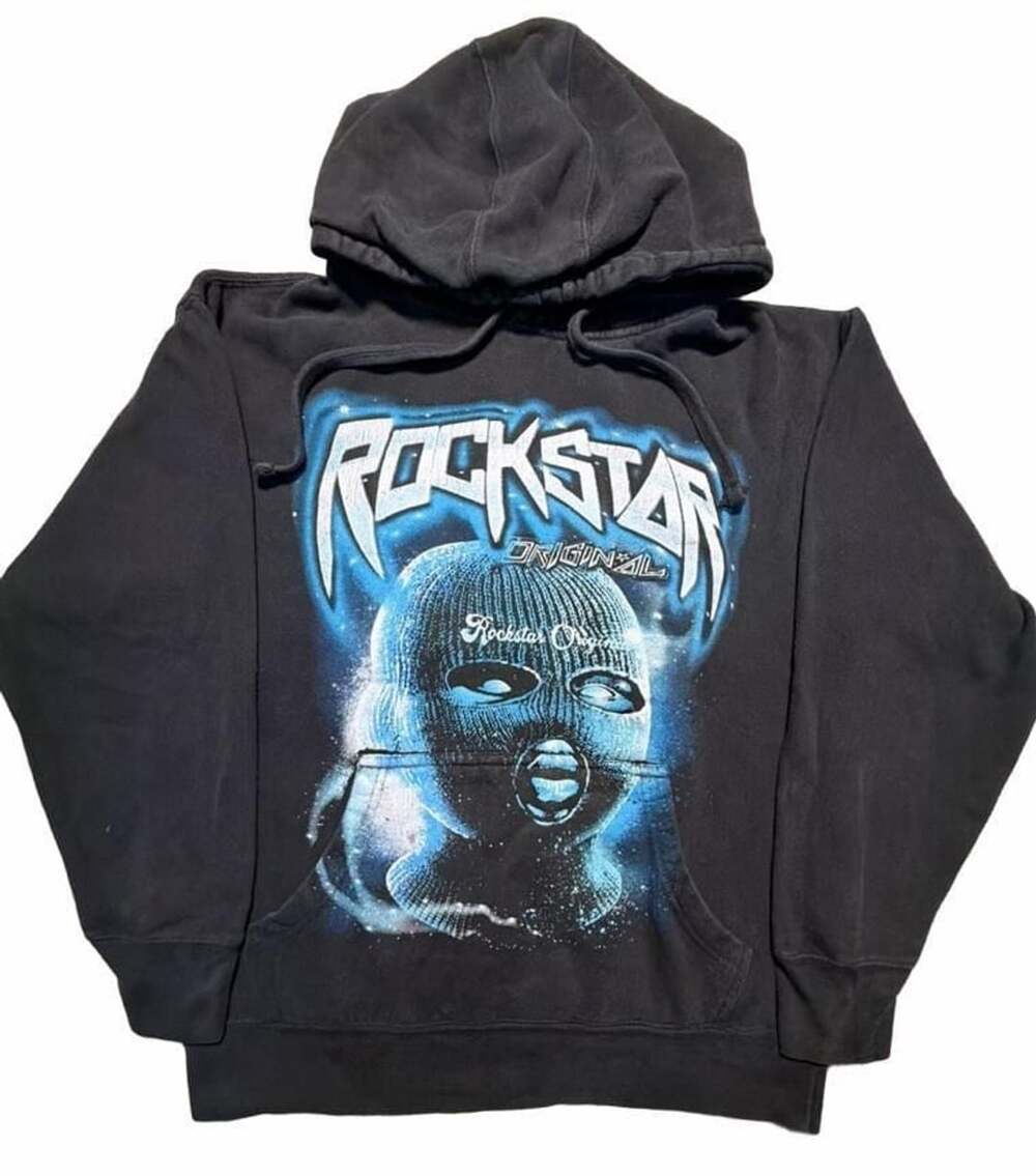 Rockstar Original Look Pretty Play Dirty Ski Mask Graphic Hoodie Black Medium